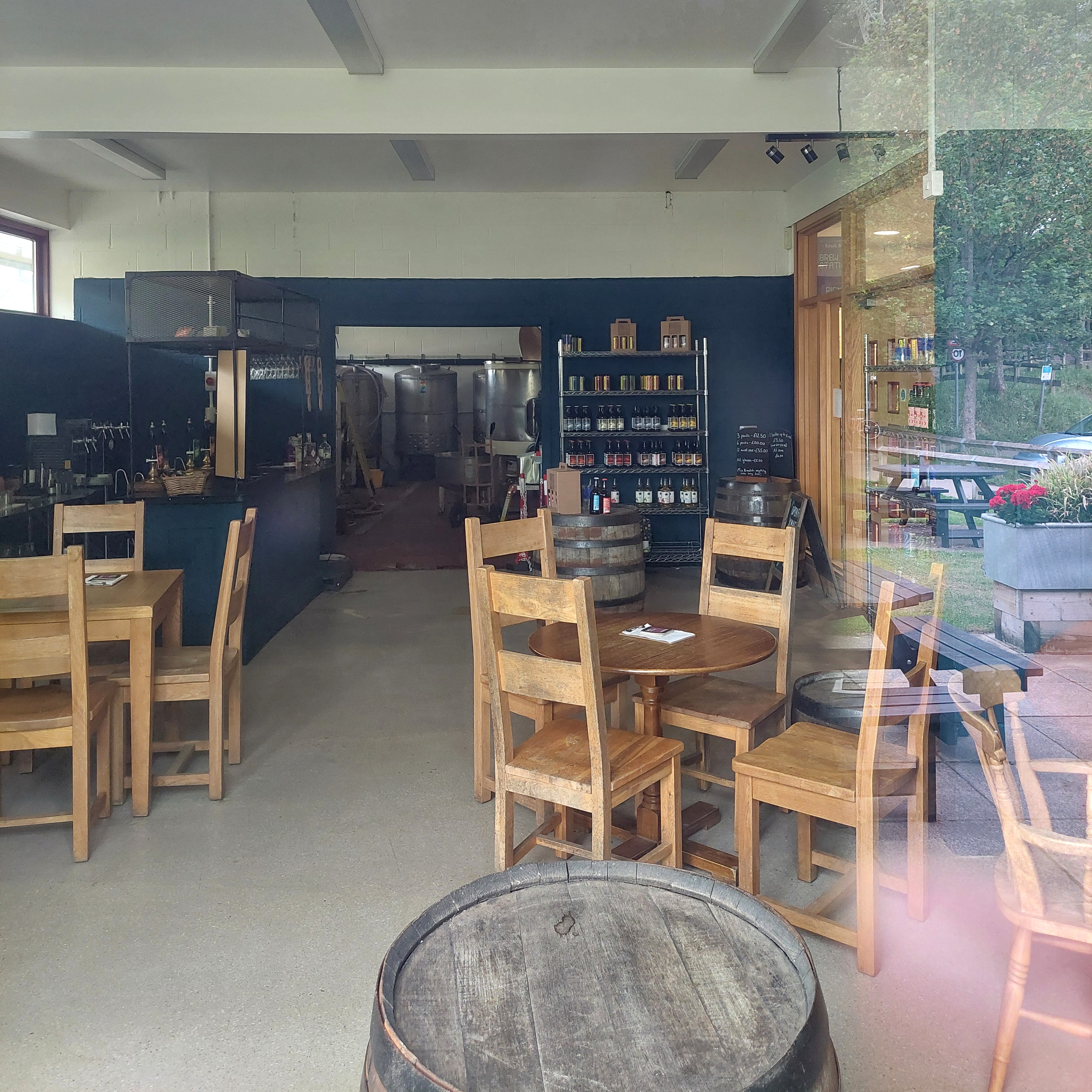 Brew Station bar with brewery beyond