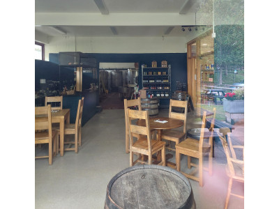 Brew Station bar with brewery beyond