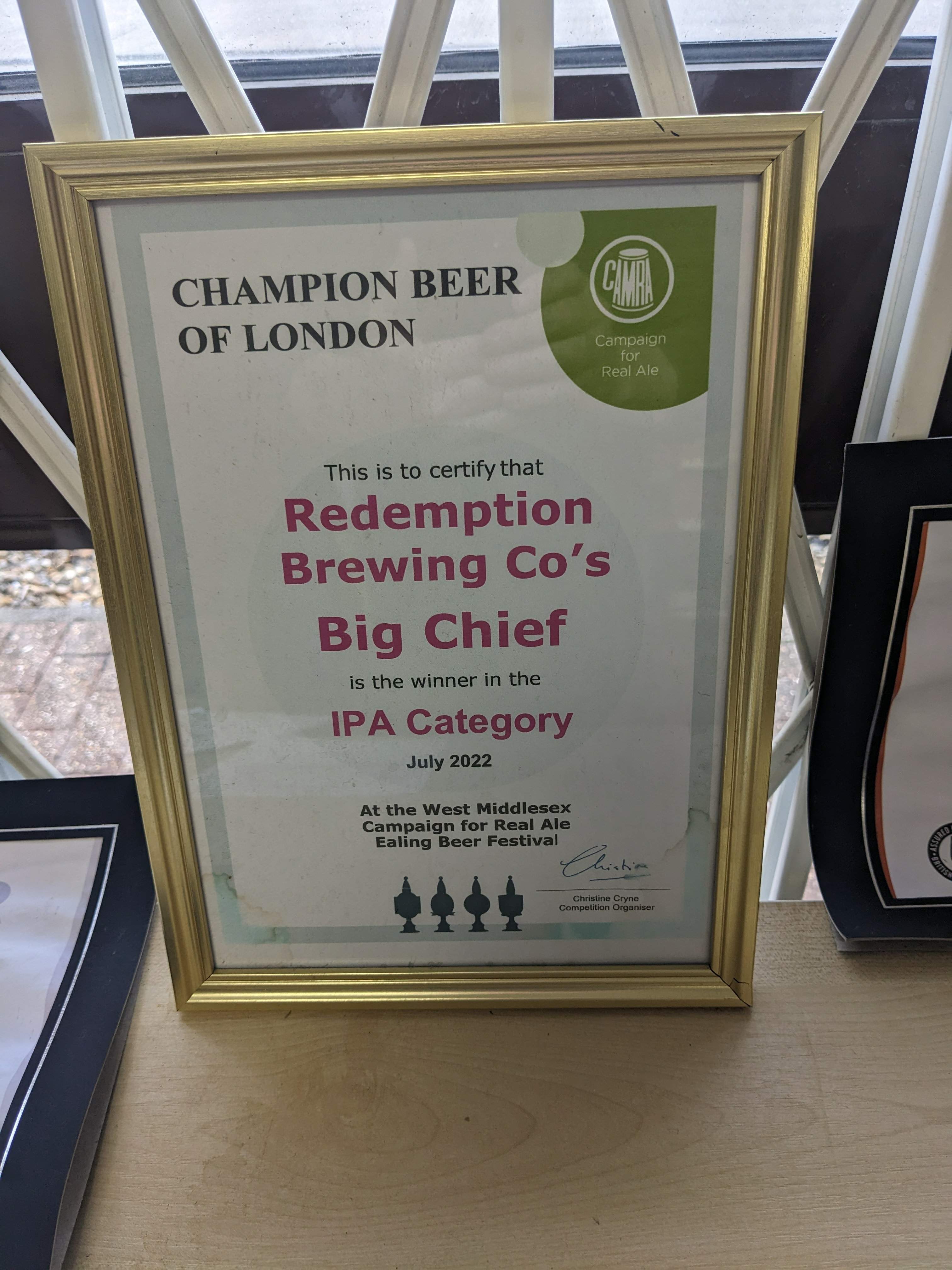 Redemption - Champion Beer of London 2022 - IPA - Big Chief